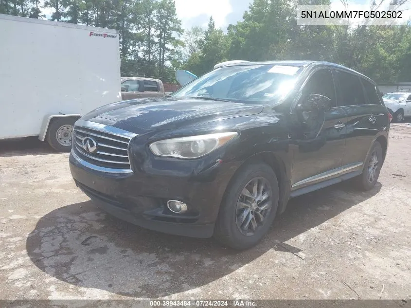 2015 Infiniti Qx60 VIN: 5N1AL0MM7FC502502 Lot: 39943484