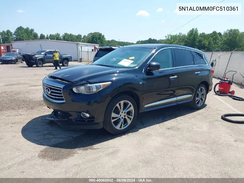 2015 Infiniti Qx60 VIN: 5N1AL0MM0FC510361 Lot: 40060502