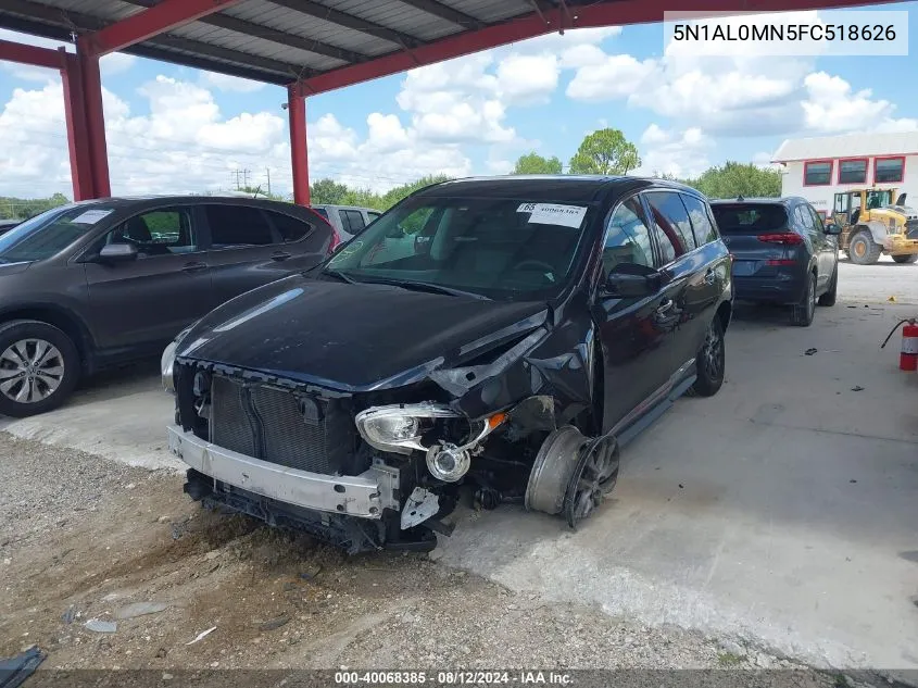 2015 Infiniti Qx60 VIN: 5N1AL0MN5FC518626 Lot: 40068385