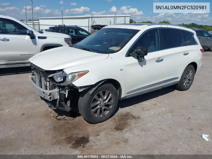 2015 Infiniti Qx60 VIN: 5N1AL0MN2FC520981 Lot: 40176503