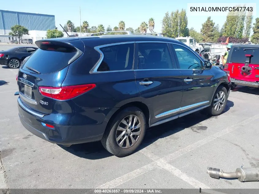 2015 Infiniti Qx60 VIN: 5N1AL0MN0FC547743 Lot: 40263857