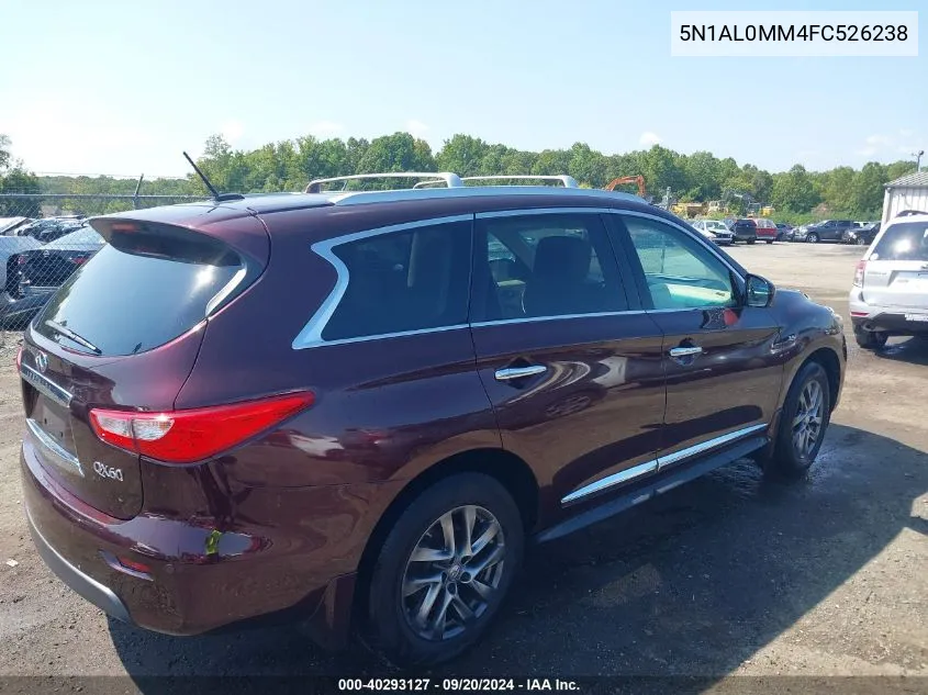 2015 Infiniti Qx60 VIN: 5N1AL0MM4FC526238 Lot: 40293127