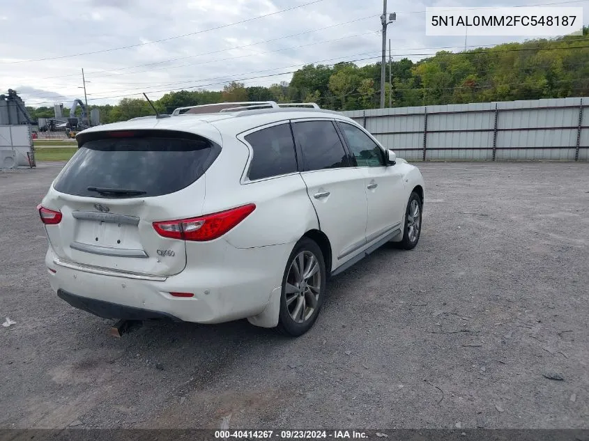 2015 Infiniti Qx60 VIN: 5N1AL0MM2FC548187 Lot: 40414267