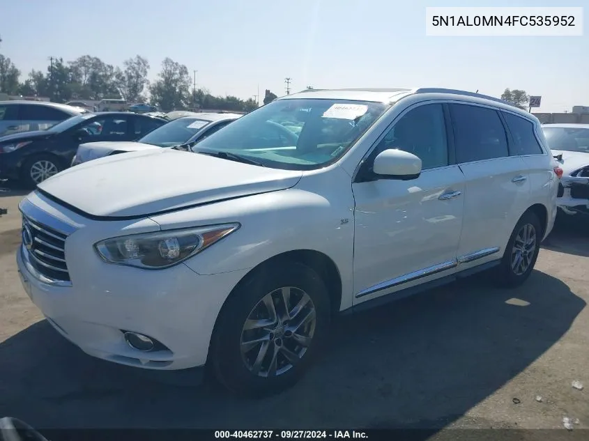 2015 Infiniti Qx60 VIN: 5N1AL0MN4FC535952 Lot: 40462737