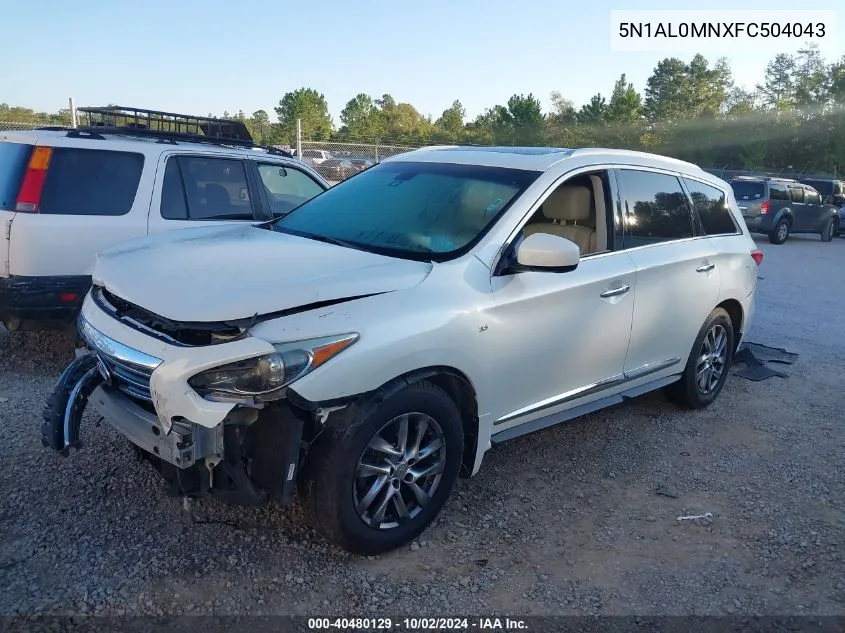 2015 Infiniti Qx60 VIN: 5N1AL0MNXFC504043 Lot: 40480129