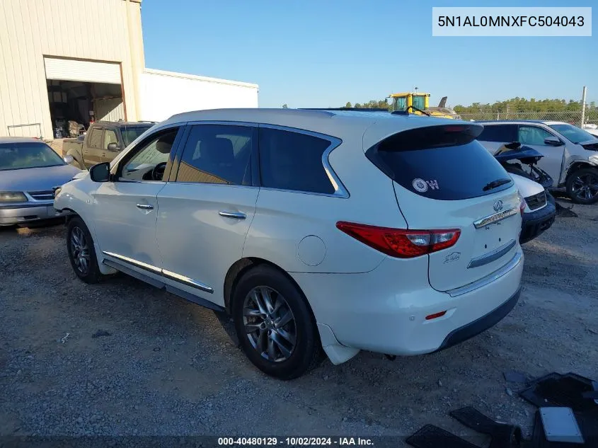 2015 Infiniti Qx60 VIN: 5N1AL0MNXFC504043 Lot: 40480129