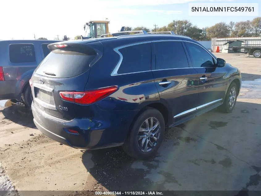 2015 Infiniti Qx60 VIN: 5N1AL0MN1FC549761 Lot: 40905344