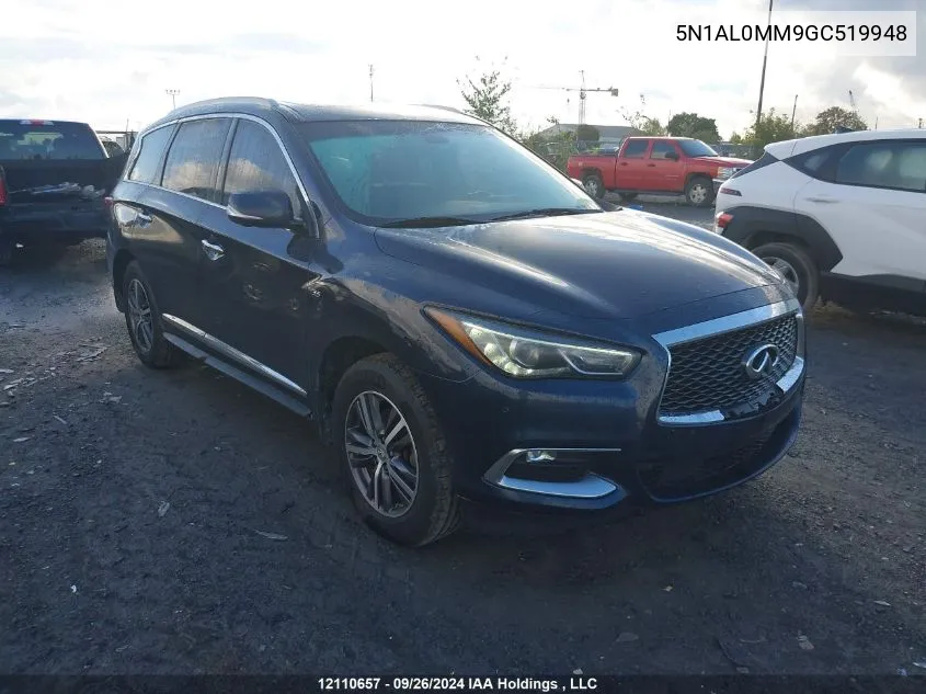 2016 Infiniti Qx60 VIN: 5N1AL0MM9GC519948 Lot: 12110657