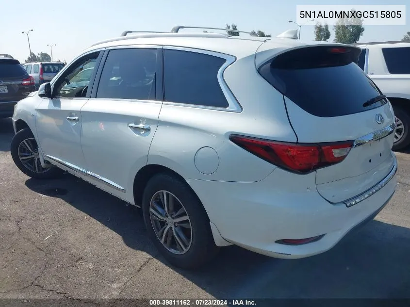 2016 Infiniti Qx60 VIN: 5N1AL0MNXGC515805 Lot: 39811162