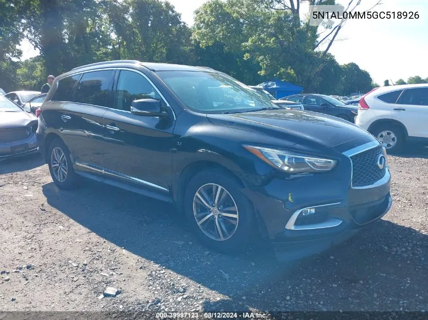 2016 Infiniti Qx60 VIN: 5N1AL0MM5GC518926 Lot: 39997123