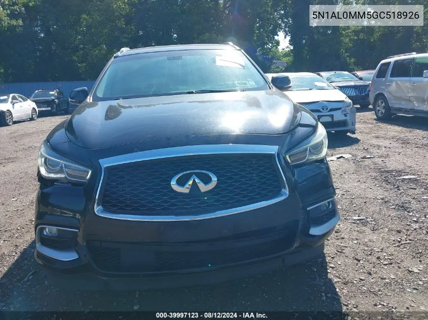 2016 Infiniti Qx60 VIN: 5N1AL0MM5GC518926 Lot: 39997123