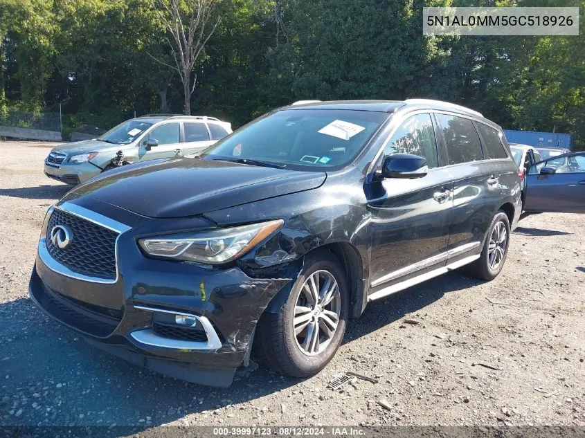 2016 Infiniti Qx60 VIN: 5N1AL0MM5GC518926 Lot: 39997123