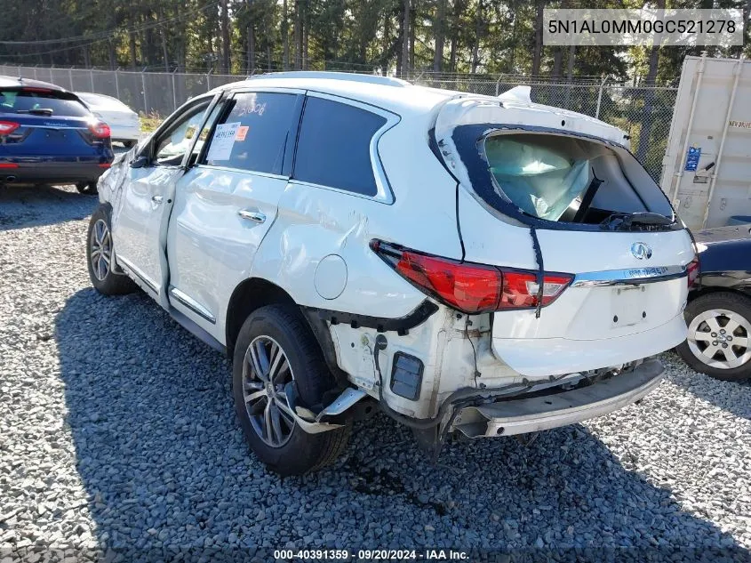 2016 Infiniti Qx60 VIN: 5N1AL0MM0GC521278 Lot: 40391359