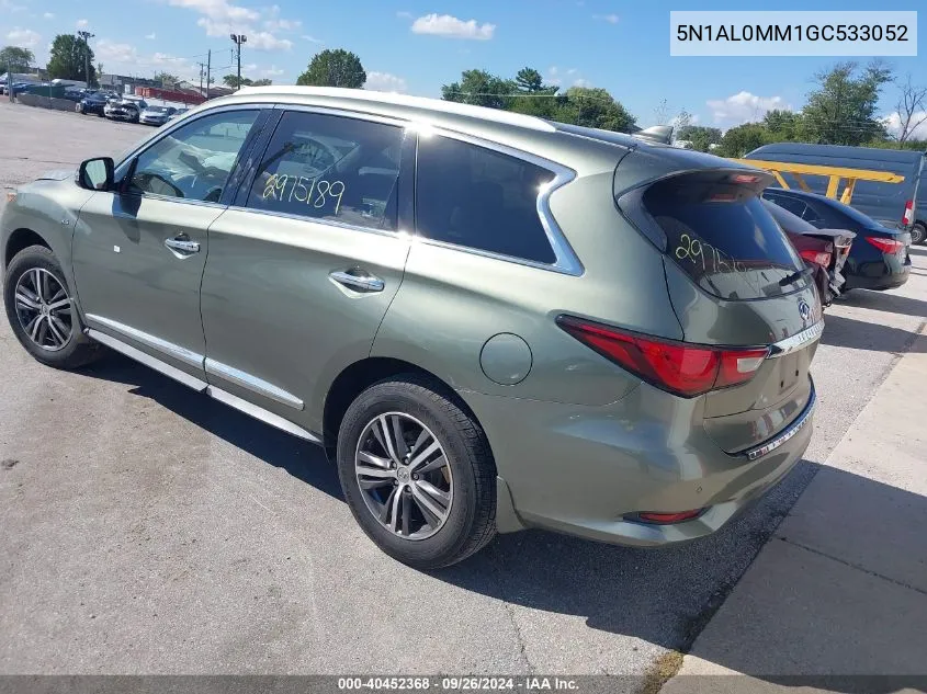 2016 Infiniti Qx60 VIN: 5N1AL0MM1GC533052 Lot: 40452368