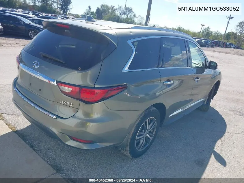 2016 Infiniti Qx60 VIN: 5N1AL0MM1GC533052 Lot: 40452368