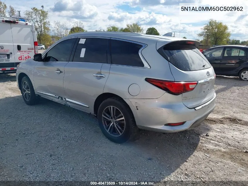 2016 Infiniti Qx60 VIN: 5N1AL0MM6GC502962 Lot: 40473509