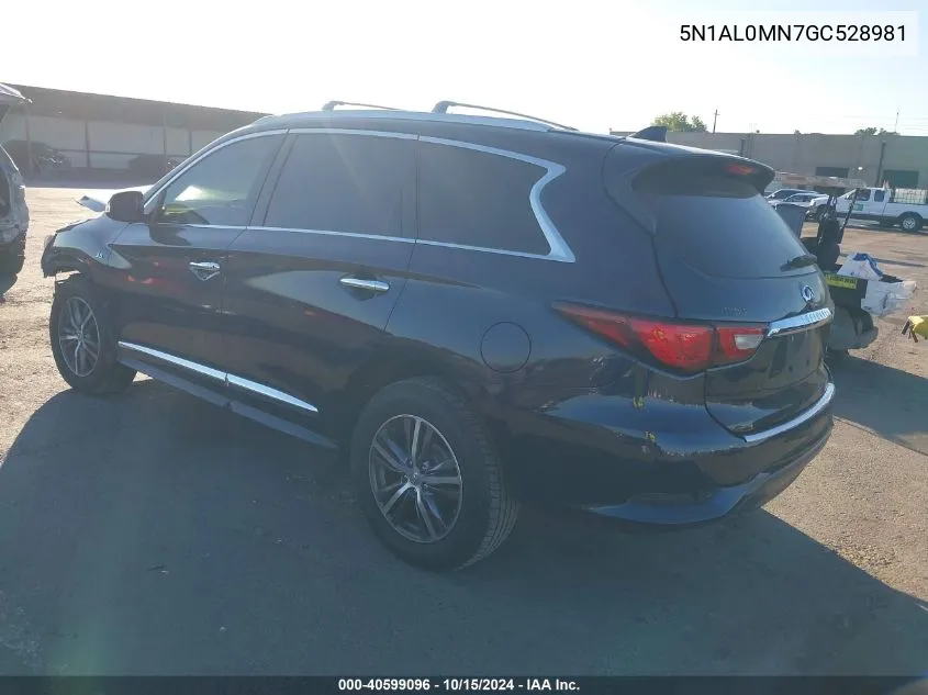 2016 Infiniti Qx60 VIN: 5N1AL0MN7GC528981 Lot: 40599096