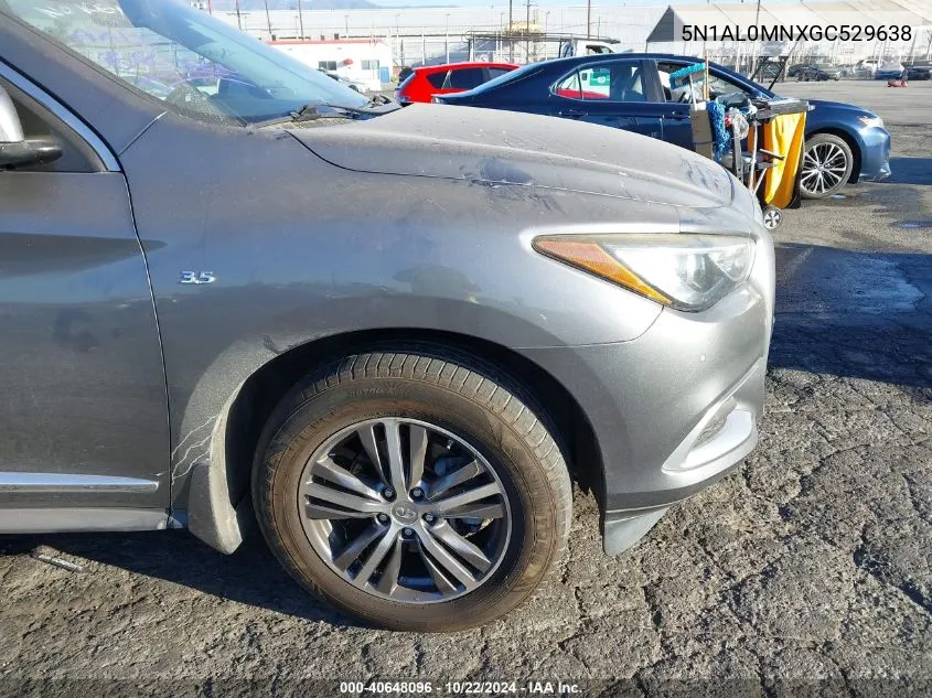 2016 Infiniti Qx60 VIN: 5N1AL0MNXGC529638 Lot: 40648096