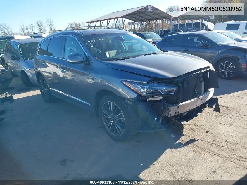 2016 Infiniti Qx60 VIN: 5N1AL0MM5GC520952 Lot: 40833103