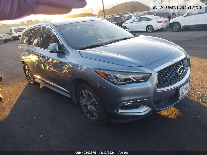 2016 Infiniti Qx60 VIN: 5N1AL0MN6GC517258 Lot: 40842775