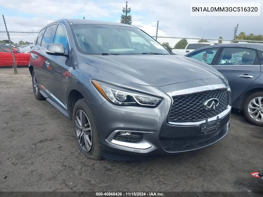 2016 Infiniti Qx60 VIN: 5N1AL0MM3GC516320 Lot: 40868426