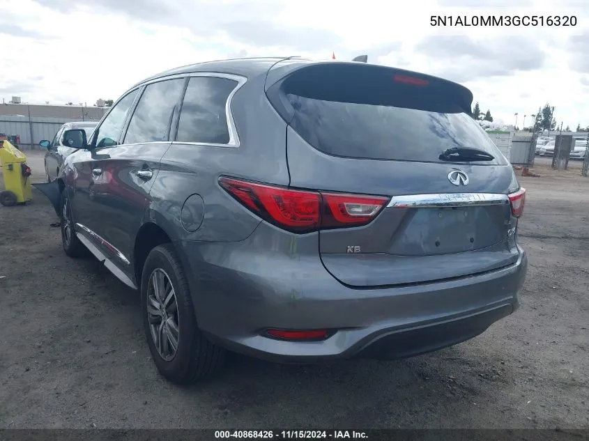 2016 Infiniti Qx60 VIN: 5N1AL0MM3GC516320 Lot: 40868426