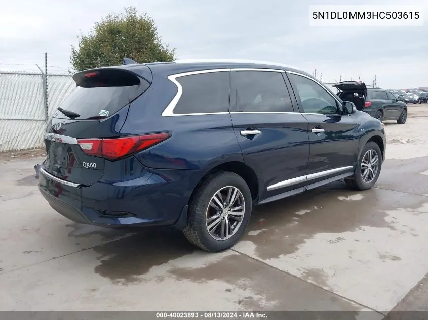 2017 Infiniti Qx60 VIN: 5N1DL0MM3HC503615 Lot: 40023893