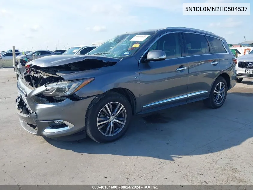 2017 Infiniti Qx60 VIN: 5N1DL0MN2HC504537 Lot: 40181600