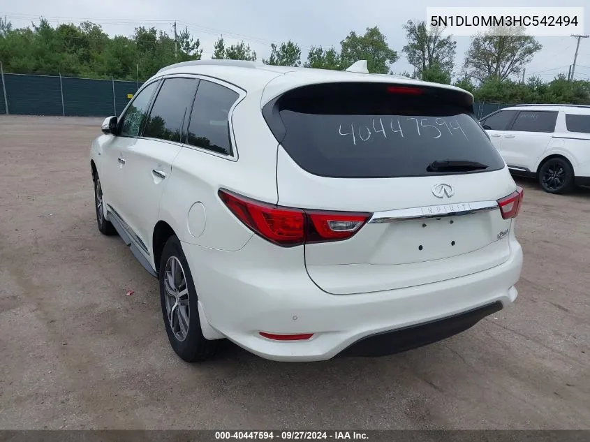 2017 Infiniti Qx60 VIN: 5N1DL0MM3HC542494 Lot: 40447594