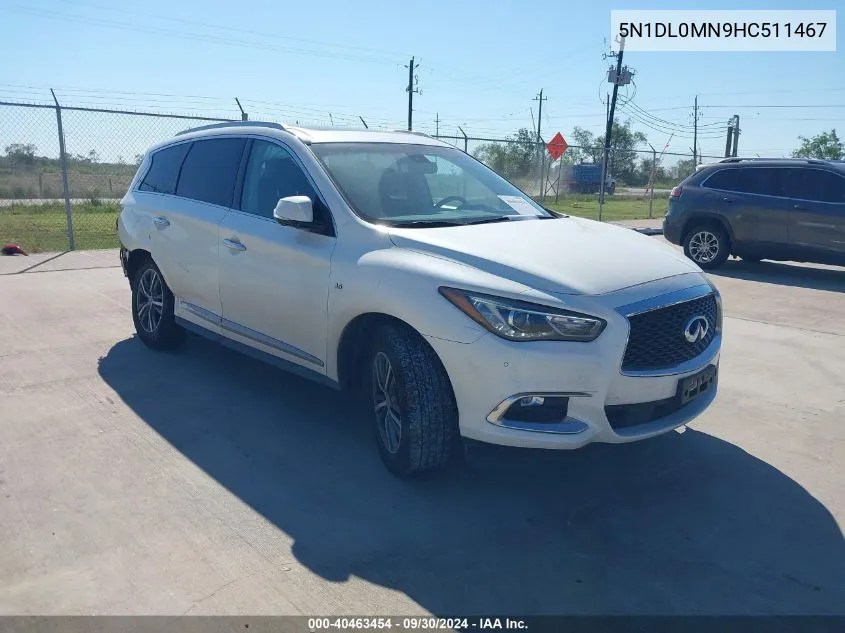 2017 Infiniti Qx60 VIN: 5N1DL0MN9HC511467 Lot: 40463454