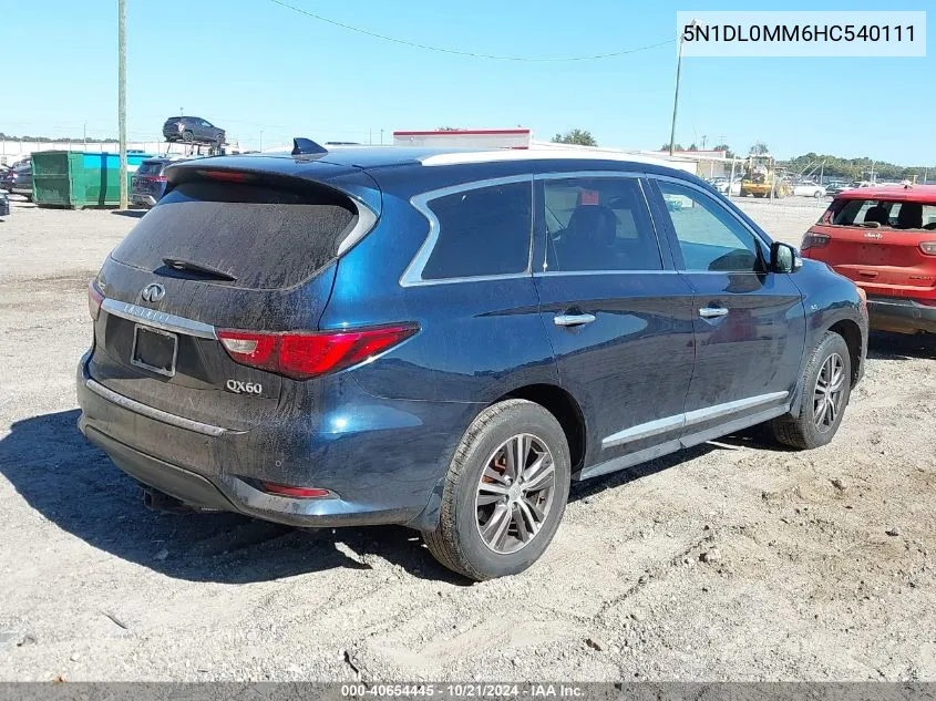 2017 Infiniti Qx60 VIN: 5N1DL0MM6HC540111 Lot: 40654445