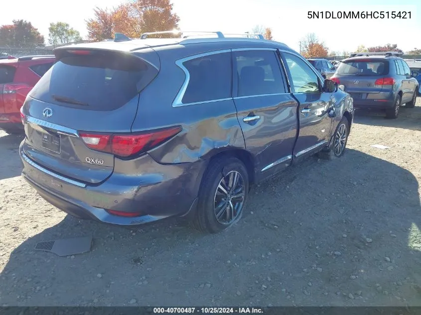 2017 Infiniti Qx60 VIN: 5N1DL0MM6HC515421 Lot: 40700487