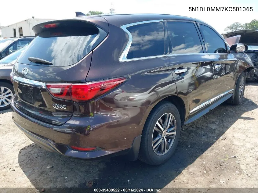 2019 Infiniti Qx60 Pure VIN: 5N1DL0MM7KC501065 Lot: 39439522