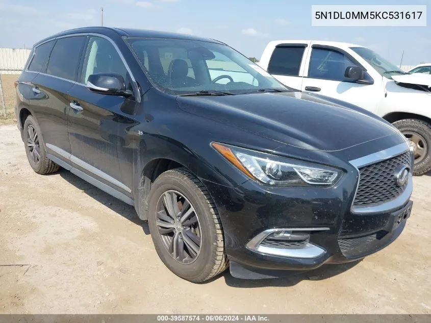 2019 Infiniti Qx60 Pure VIN: 5N1DL0MM5KC531617 Lot: 39587574