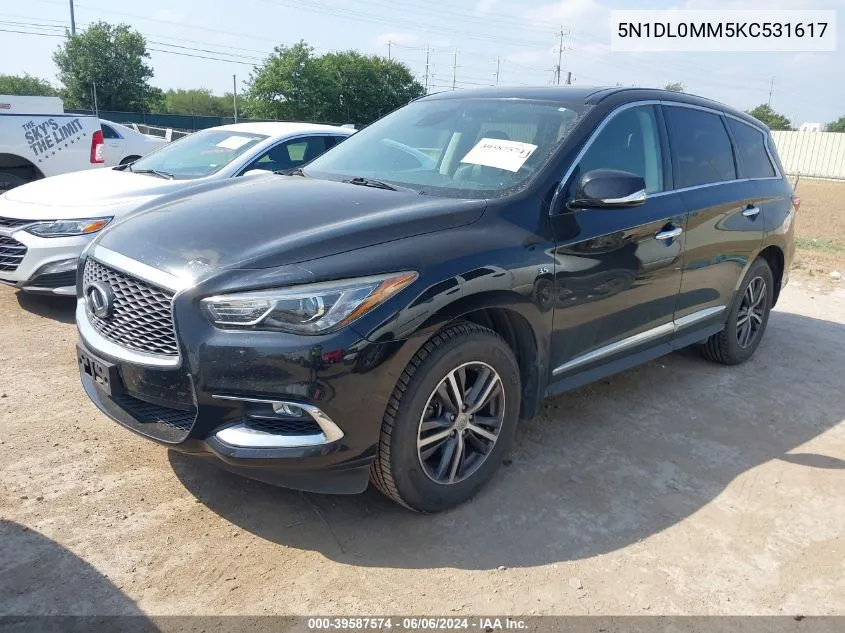 2019 Infiniti Qx60 Pure VIN: 5N1DL0MM5KC531617 Lot: 39587574