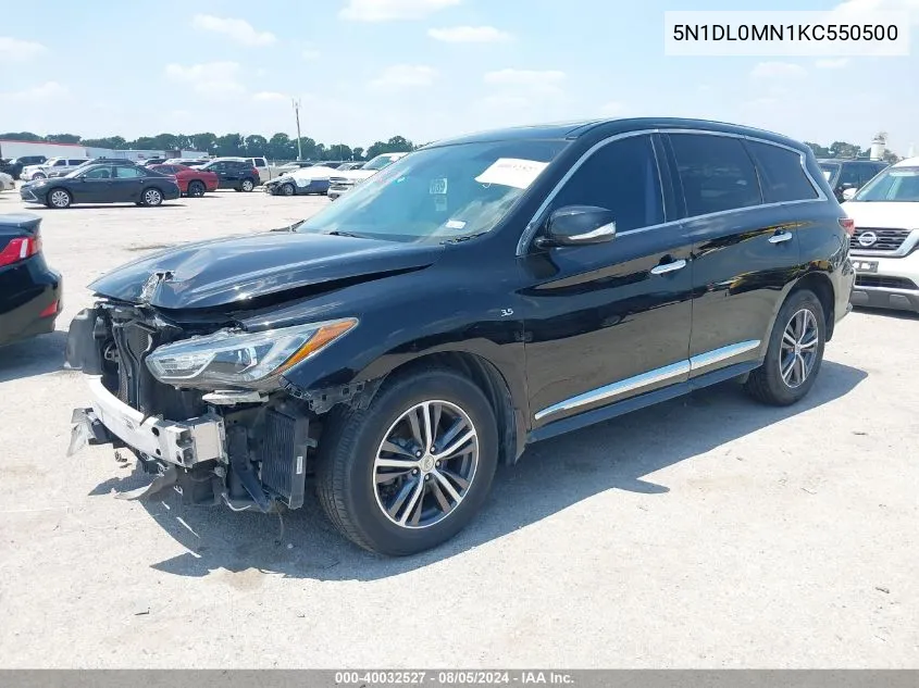 2019 Infiniti Qx60 Pure VIN: 5N1DL0MN1KC550500 Lot: 40032527