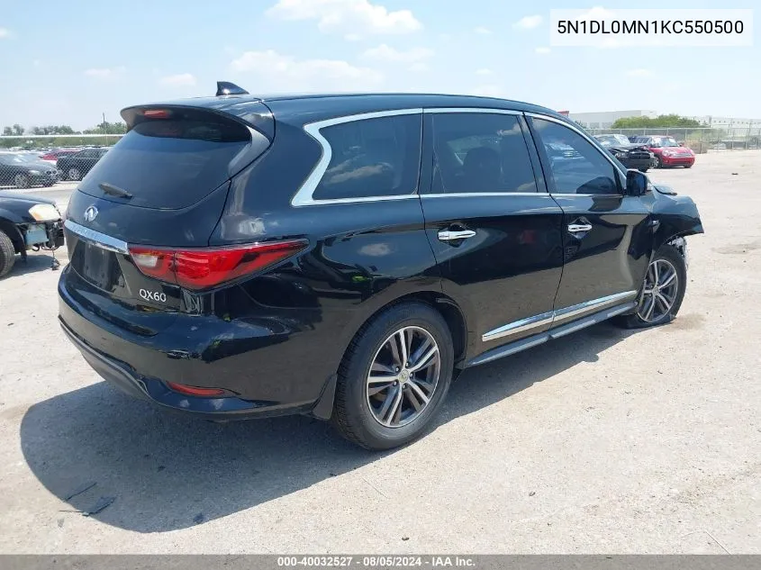 2019 Infiniti Qx60 Pure VIN: 5N1DL0MN1KC550500 Lot: 40032527