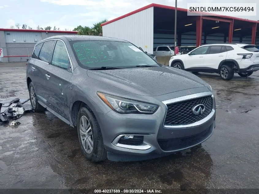 2019 Infiniti Qx60 Pure VIN: 5N1DL0MM7KC569494 Lot: 40237589