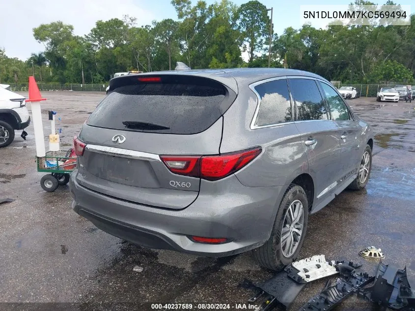 2019 Infiniti Qx60 Pure VIN: 5N1DL0MM7KC569494 Lot: 40237589