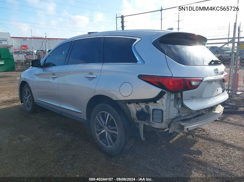 2019 Infiniti Qx60 Pure VIN: 5N1DL0MM4KC565726 Lot: 40244157