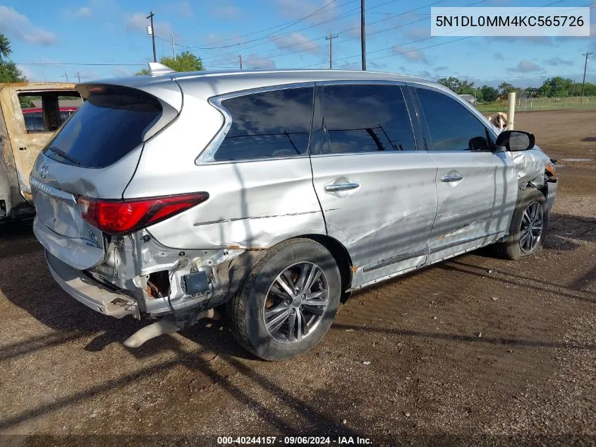 2019 Infiniti Qx60 Pure VIN: 5N1DL0MM4KC565726 Lot: 40244157