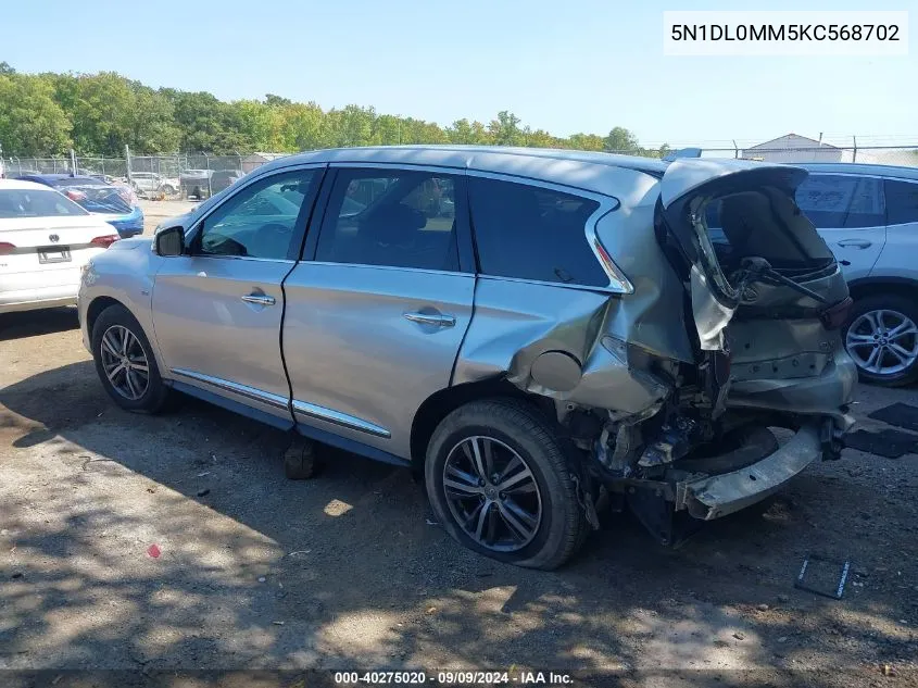 2019 Infiniti Qx60 Pure VIN: 5N1DL0MM5KC568702 Lot: 40275020