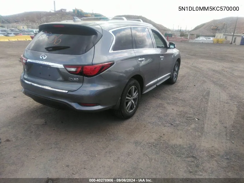 2019 Infiniti Qx60 Luxe VIN: 5N1DL0MM5KC570000 Lot: 40278906