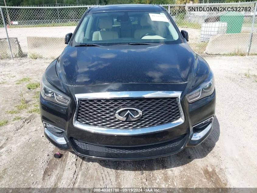 2019 Infiniti Qx60 Pure VIN: 5N1DL0MN2KC532782 Lot: 40381780