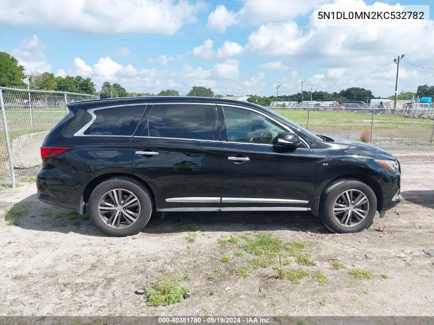 2019 Infiniti Qx60 Pure VIN: 5N1DL0MN2KC532782 Lot: 40381780