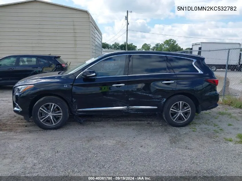 2019 Infiniti Qx60 Pure VIN: 5N1DL0MN2KC532782 Lot: 40381780