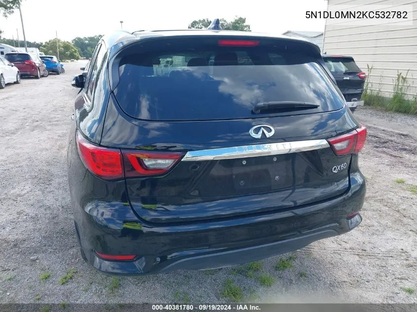 2019 Infiniti Qx60 Pure VIN: 5N1DL0MN2KC532782 Lot: 40381780