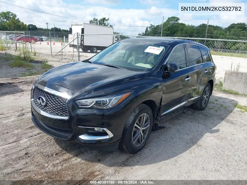 2019 Infiniti Qx60 Pure VIN: 5N1DL0MN2KC532782 Lot: 40381780