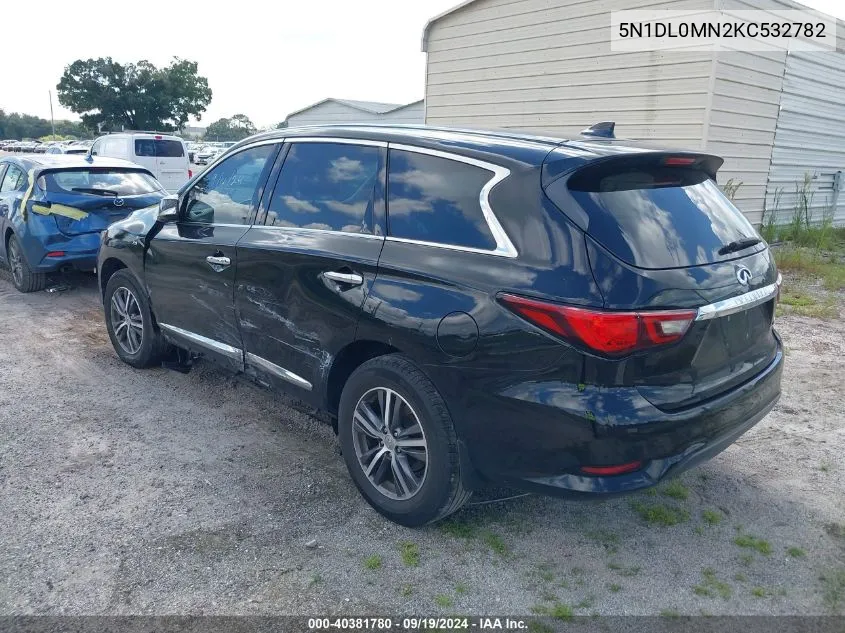 2019 Infiniti Qx60 Pure VIN: 5N1DL0MN2KC532782 Lot: 40381780