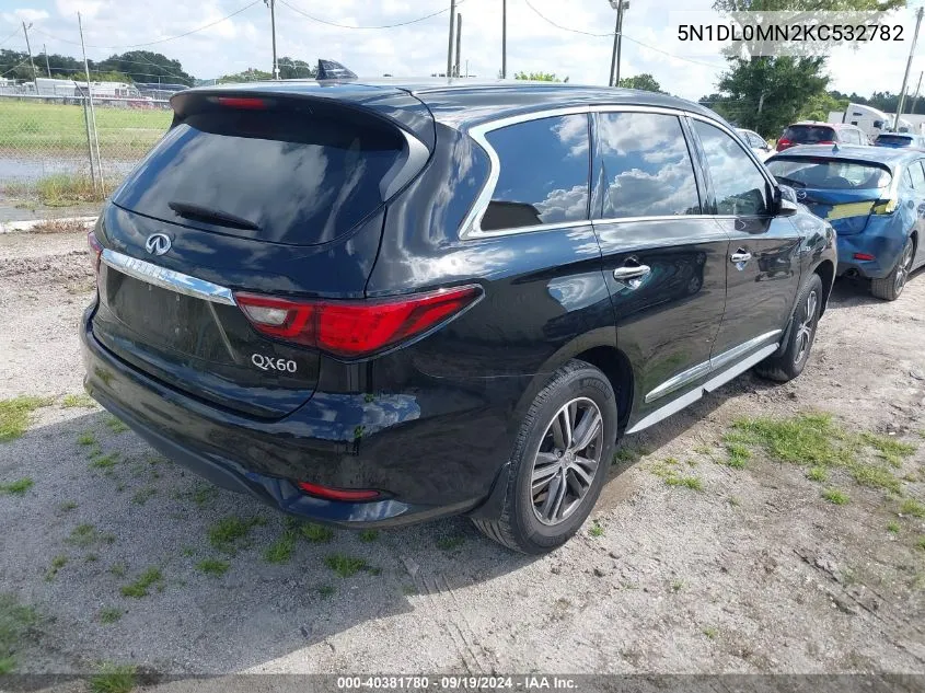 2019 Infiniti Qx60 Pure VIN: 5N1DL0MN2KC532782 Lot: 40381780